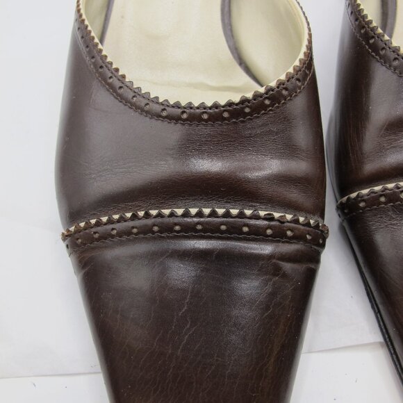 Talbot’s dark brown leather slide with bone stitching detail  8.5N - Picture 2 of 8